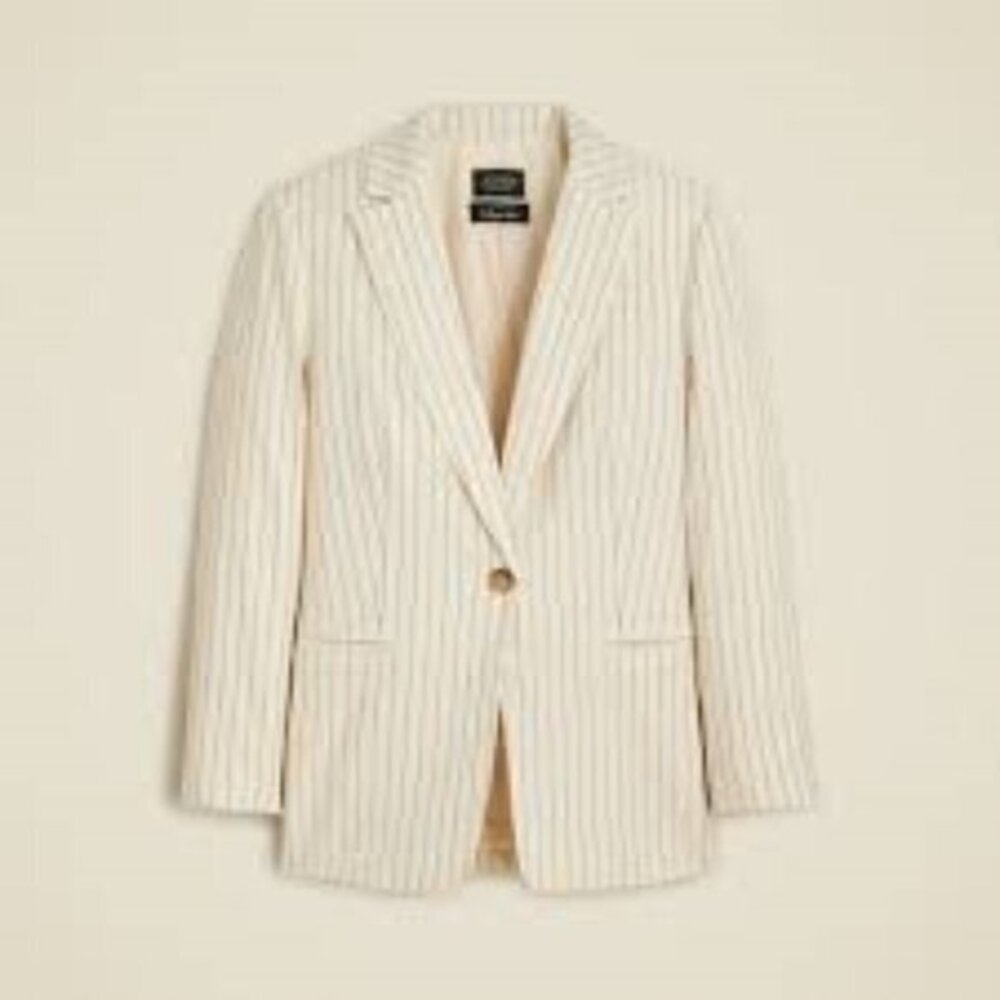 Jcrew Collection blazer in ivory pinstripe Italian wool blend, NWT, size 18